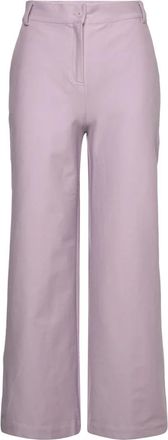 Max Mara Cropped Elastische Katoenen Broek - Dames - Wijde Broeken - Paars - S - Katoen - Broeken