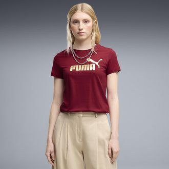 Puma Maglietta con logo ESS Metallizzato No. 1 da donna, Abbigliamento, Rosso, XL