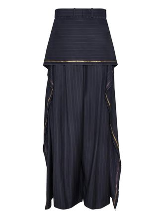 Hed Mayner layered pinstripe trousers - Blue