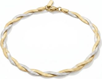 Pompeii3 Amina Anklet 18k Mixed Metal 10 6mm Total Width Herringbone Chain