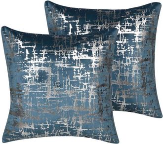Beliani Beliani - Set di 2 cuscini Decorativi Velluto Blu Argento 45 x 45 cm Decor Gardenia
