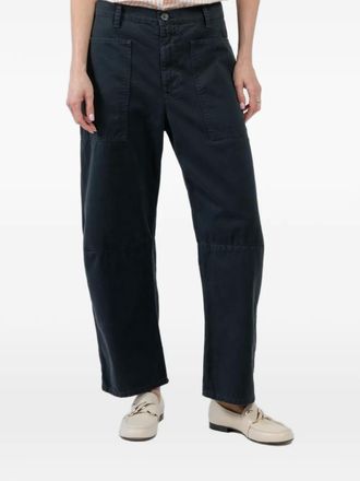 Velvet patch-pocket trousers - Blue