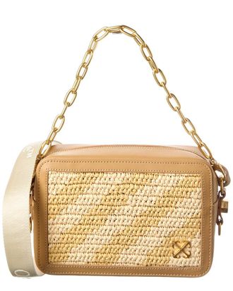 Off-white Off-White Medium Straw & Leather Camera Bag