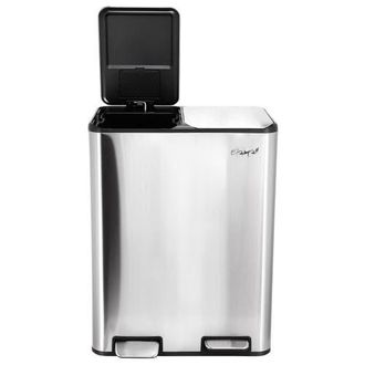 Elama 2 Section 30 Liter/ 8 Gallon Each Section Trash and Recycling Step Bin with Slow Close Mechanism in Silver at Nordstrom