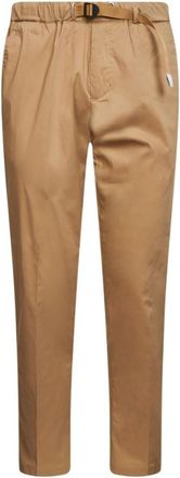 White Sand Beige Elasticated Waist Buckle Trousers