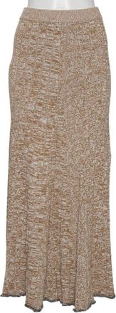 Joseph Beige Patterned Ribbed Knit Sally Fluted Maxi Skirt