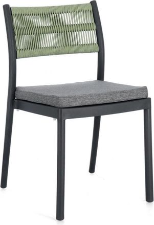 Konte Design Lote de 4 sillas de polipropileno antracita y cuerda tejida verde