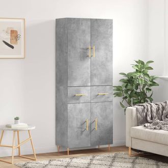 vidaXL Vidaxl - Aparador Alto Madera Contrachapada Gris Hormig&oacute;n 69,5x34x180 Cm