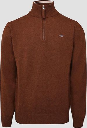 GANT Mens Superfine Lambswool Half Zip Fleece - Brown - Size: 40