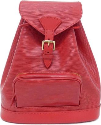 Louis Vuitton Red Color Leather Backpack (Pre-Owned)