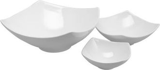 Gibson Home Gracious Dining 3-Piece Stoneware Square Bowl Set in White at Nordstrom