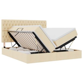 vidaXL Letto Con Contenitore Con Testiera Crema 180 X 200 Cm Tessuto Vidaxl