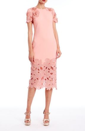 Badgley Mischka Floral Embellished Cocktail Dress in Coral at Nordstrom, Size 2