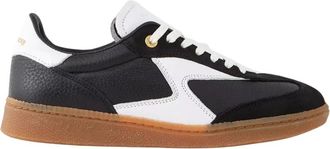 Filling Pieces Zwarte leren sneakers Ronde neus Wit logo - Dames - Sneakers - Zwart - 45 EU - Leer - Schoenen