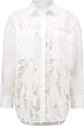 Joseph Ribkoff Overhemden, Dames, Wit, M, Katoen, Floral Lace Buttoned Top