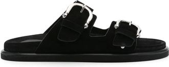 P.A.R.O.S.H. Sandali in pelle scamosciata con suola piatta - Nero