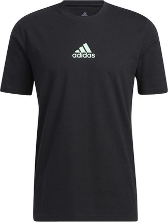 adidas Mens adidas Small Logo Back Pattern Printing Round Neck Short Sleeve Black T-Shirt HE2339