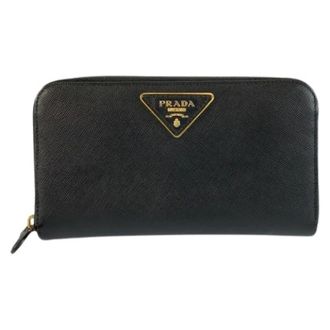 Prada Pre-owned Wallets, female, Black, Size: ONE SIZE Pre-owned Saffiano Leather Long Wallet