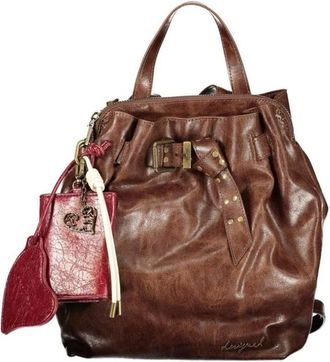 Desigual Mochila Convertible de Piel - Bags - Mujer - Marr&oacute;n - ONE SIZE