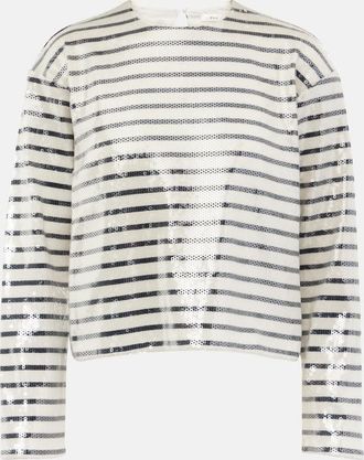 Frame Denim Sequined striped cotton top coat