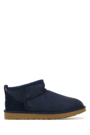UGG Navy Blue Suede Classic Ultra Mini Ankle Boots