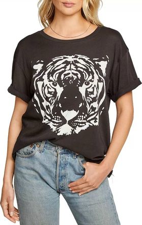 Chaser Short Sleeve Tiger Graphic Tee In Vintage Black