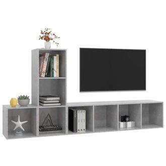 Berkfield Home Practical 3 Piece TV Cabinet Set Concrete Grey Engineered Wood