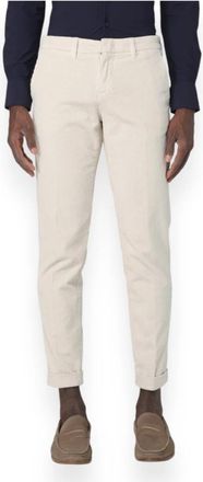 Fay Velvet Capri Broek met 500 Strepen - Heren - Slim Fit Broeken - Beige - W34 - Katoen - Broeken