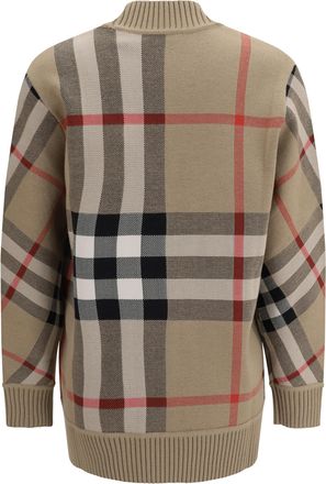 Burberry Womens Check Archive Wool Sweater Beige Polyester; Ovis Aries