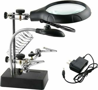 OEM Lupa De Mano Con Luz Led De 2,5 X 7,5 X 10 X Kits De Reparaci&oacute;n Con Soporte De Cocodrilo Estaci&oacute;n De Soldadura Y L&aacute;mpara De Escritorio Alicates De Man