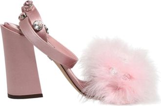 Dolce & Gabbana Sandalen met pailletten en enkelbandje - Dames - Sandalen met hakken - Roze - 37 1/2 EU - Pailletten - Schoenen