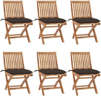 vidaXL Vidaxl - Sillas De Jard&iacute;n Plegables 6 Uds Madera Maciza Teca Con Cojines