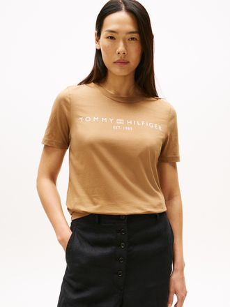Tommy Hilfiger REG CORP LOGO C-NK mit Logoschriftzug und Stickerei Baumwolle