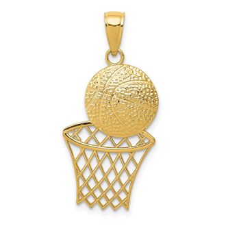 Diamond2Deal 14k Yellow Gold Diamond-Cut Basketball Net Charm