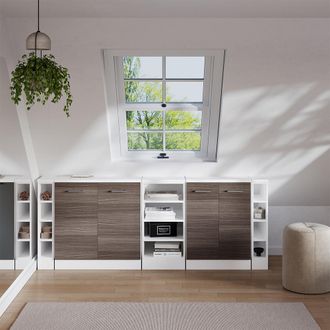Vicco Conjunto De Armarios Para Techo Inclinado Rion, Gris Noble, 210 Cm Lote De 5 Carcasas De Armario 60 Cm De Profundidad, Vicco