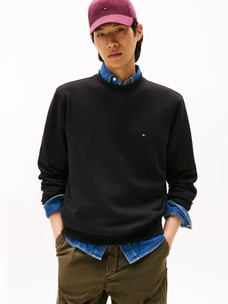 Tommy Hilfiger Sweatshirt TOMMY HILFIGER ESSENTIAL TERRY CREWNECK, Herren, Gr. XXL, schwarz, Sweatware, Obermaterial: 100% Baumwolle, regular fit, Rundhals, Rippb&uuml;nd