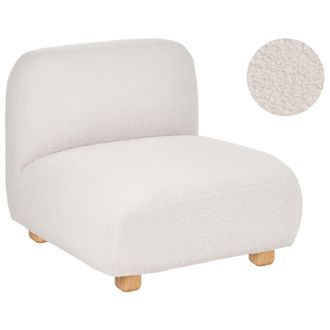 Beliani Sill&oacute;n Modular De Boucl&eacute; Asiento 1 Plaza Patas De Madera Moderno Blanco Crema Amli