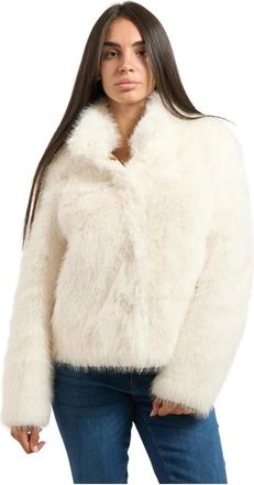 Yes-Zee Korte Ivoor Jas met Hoge Kraag - Dames - Jassen - Beige - XS - Jassen