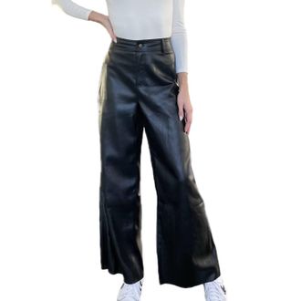 Mustard Seed Leather Pants In Black