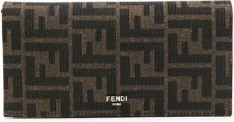Fendi FF-jacquard bi-fold wallet - men - Canvas/Calf Leather - One Size - Brown