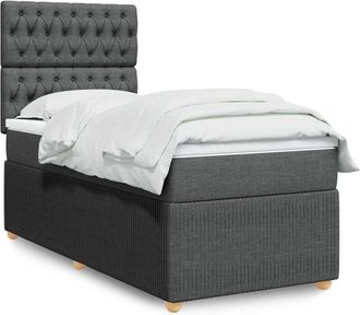 vidaXL Cama Box Spring Con Colch&oacute;n Tela Gris Oscuro 90x190 Cm Vidaxl