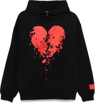 Vision Of Super heart-print hoodie - men - Cotton - S - Black