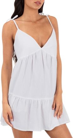 Hurley Tiered Cover-Up Minidress in White at Nordstrom, Size X-Small