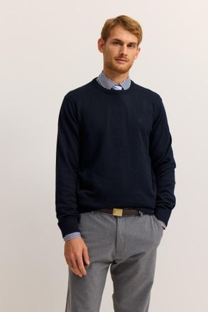 Bugatti Rundhalspullover BUGATTI Regular Fit, Herren, Gr. XXL, 390, dunkelblau, Strick, 100% Baumwolle, unifarben, regular fit, Rundhals, Rippb&uuml;ndchen, Pullov