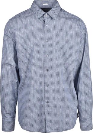 Himon's Blue Light Blue Geometric Shirt