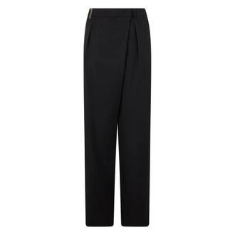 PESERICO Broeken, Dames, Zwart, XS, Wijde Plooibroek met Overlap