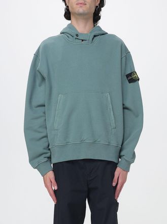 Stone Island Felpa con cappuccio in cotone con tasca a marsupio e logo
