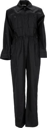 Saint Laurent Saint Laurent jumpsuit met lange mouwen en riem in zwart katoen