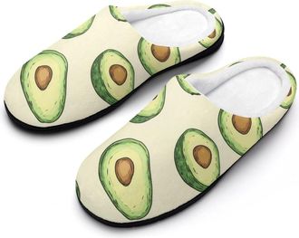 Generic Cut Avocados Mens Slippers Slip On Comfortable Fleece Cotton House Shoes Winter