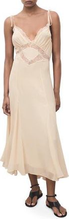 Mango Lace Trim Midi Dress in Pastel Green at Nordstrom Rack, Size 8